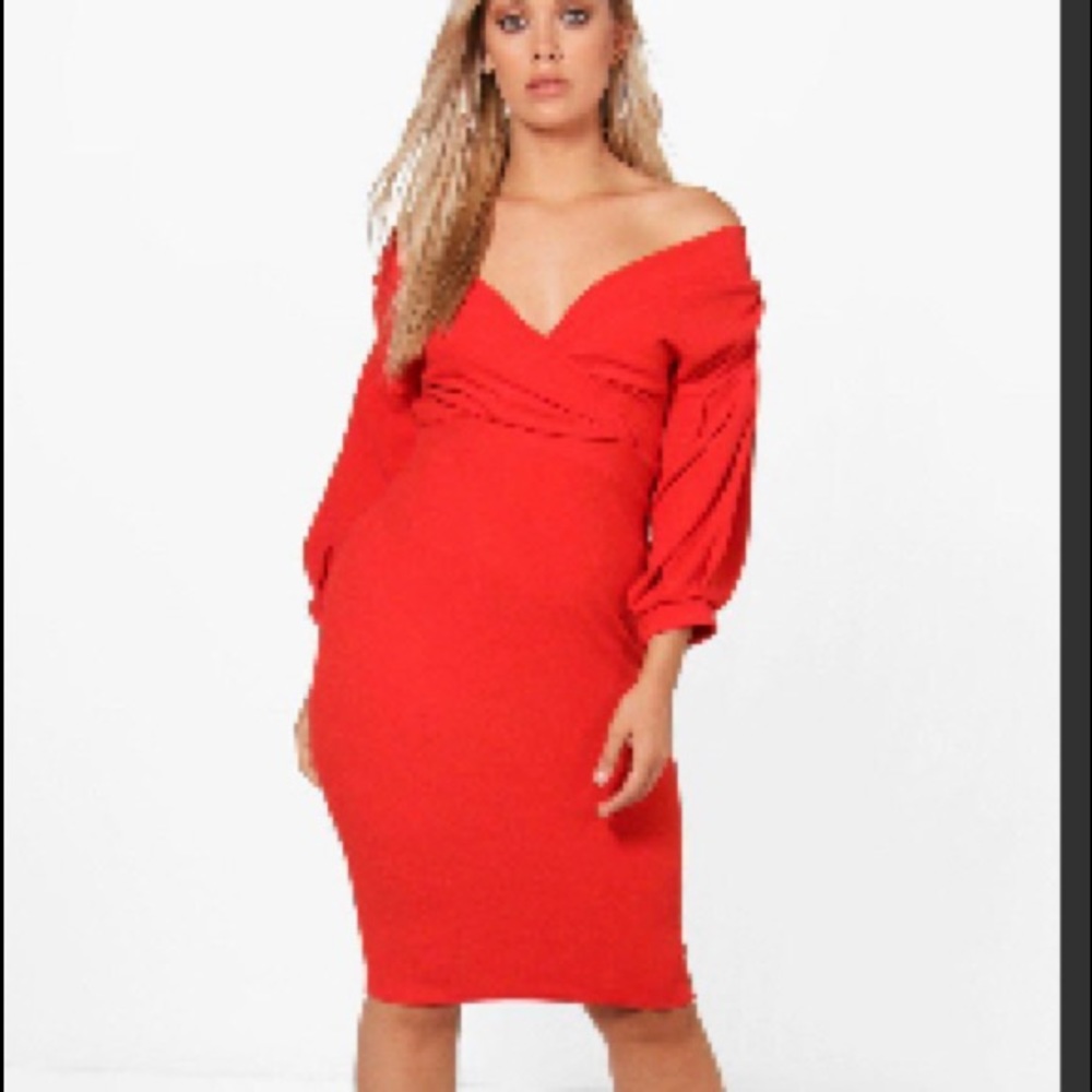 Plus Off the Shoulder Wrap Dress